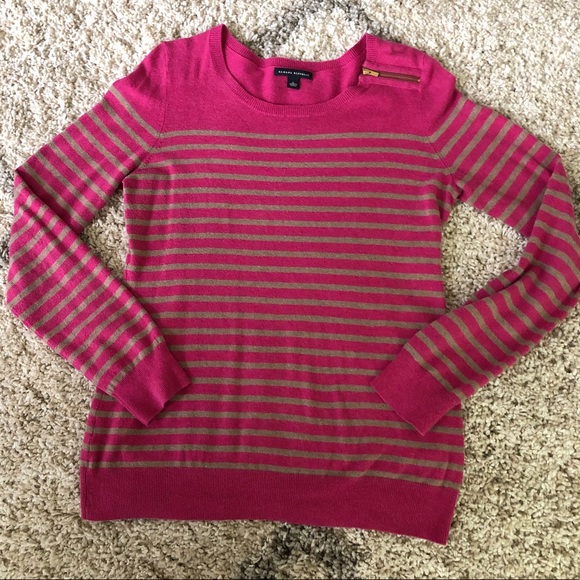 Banana Republic Sweaters - Banana Republic Sweater Pink Striped Zipper Neck